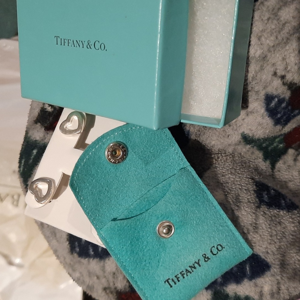 Authentic Tiffany & Company Open heart Earrings solid sterling silver TIFFANY'S